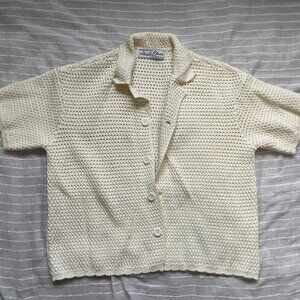 about:blank Mesh Knit Vacation Shirt - Ecru